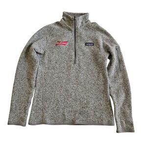 Patagonia Worn Wear Sweater 1/4 Zip Fleece Grey Budweiser Logo Women's Small
